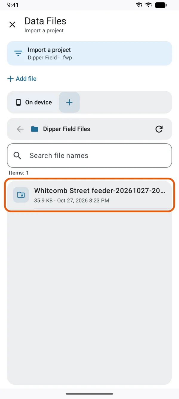 Data Files, ready to choose a .fwp file.