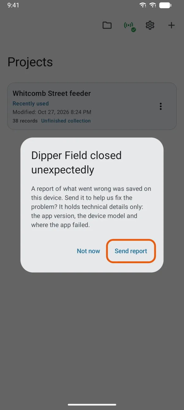 The message shown after an unexpected close.