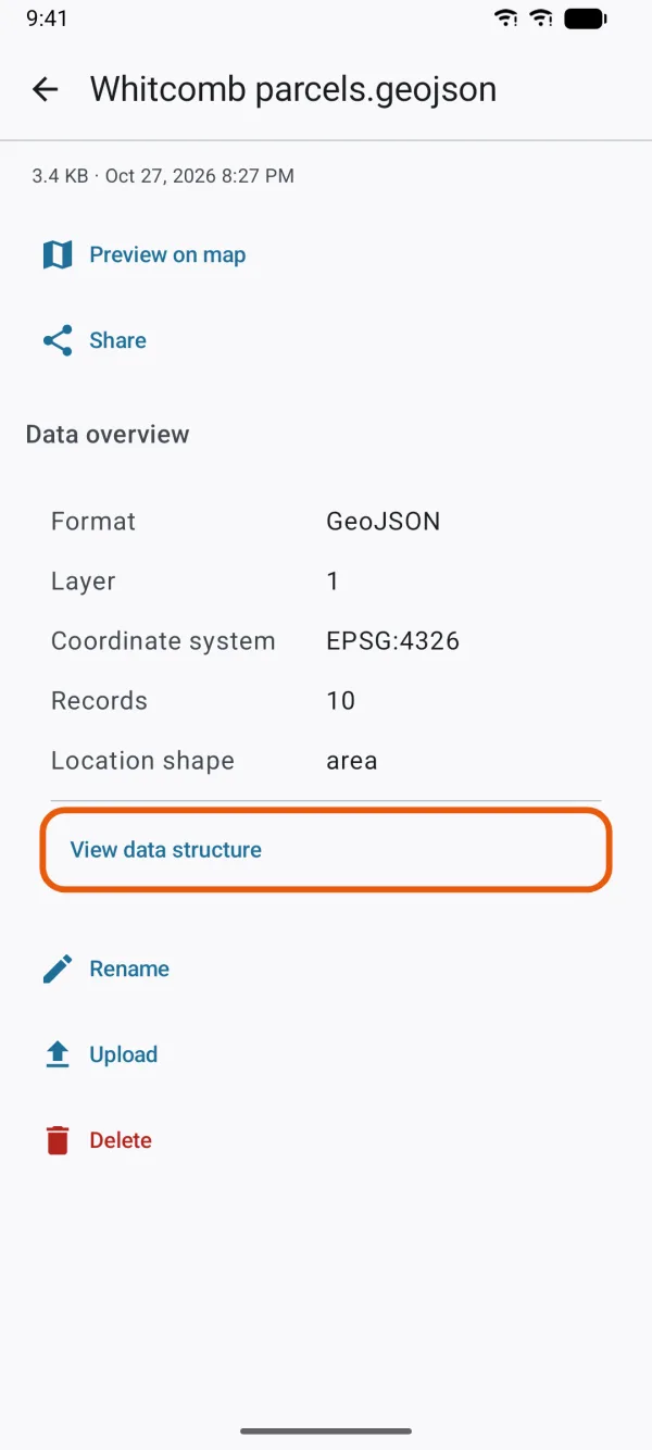Data overview for a GeoPackage.
