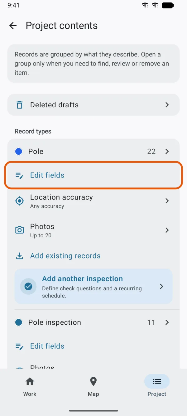 Edit fields under a record type.