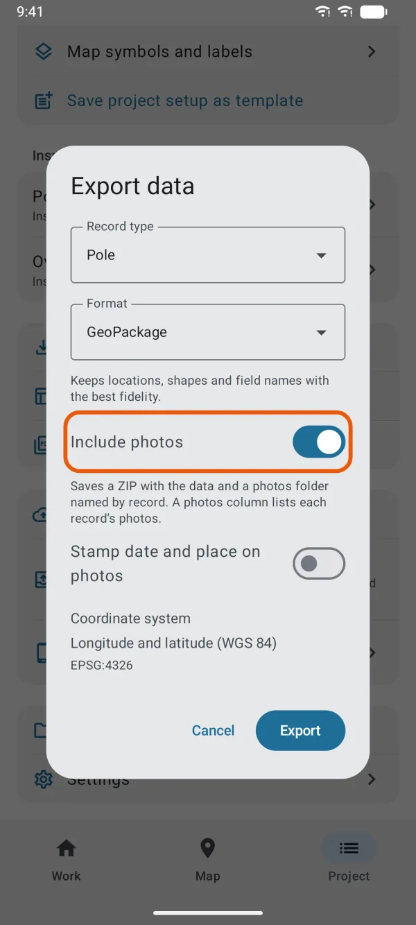Include photos and Stamp date and place on photos.