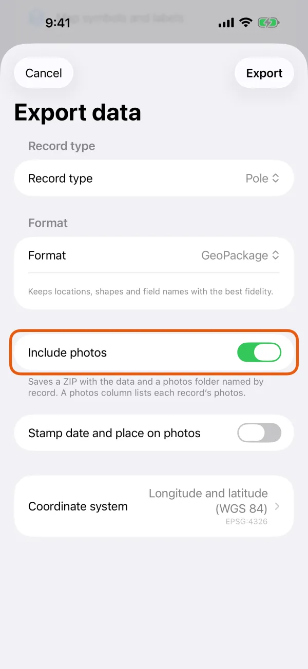 Include photos and Stamp date and place on photos.