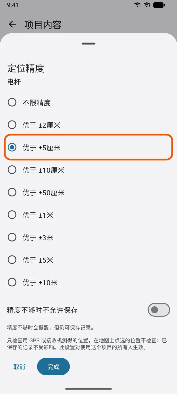 一个记录类型可选的精度。