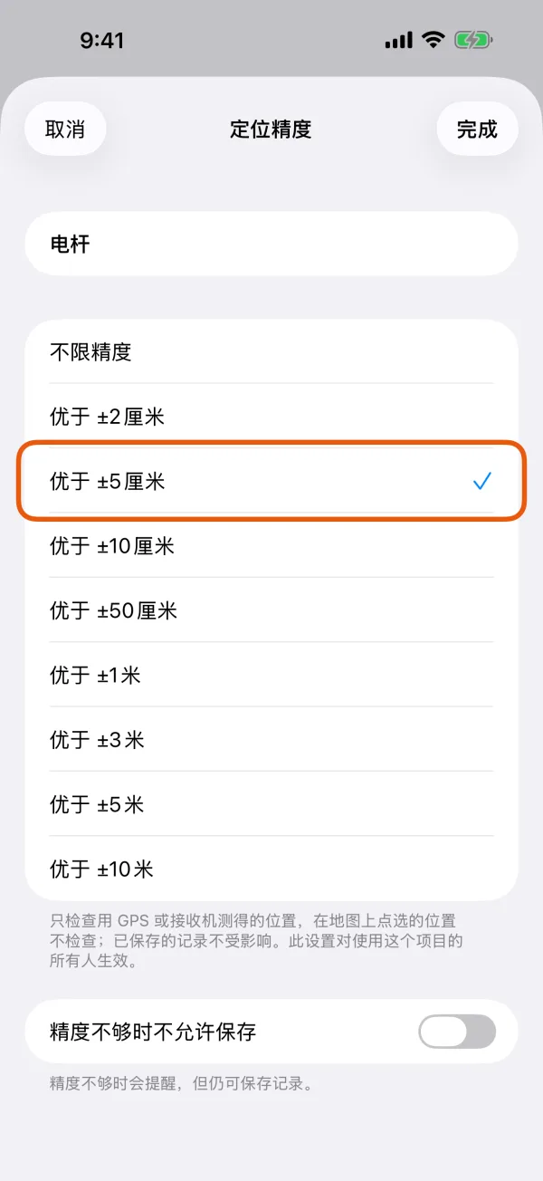 一个记录类型可选的精度。