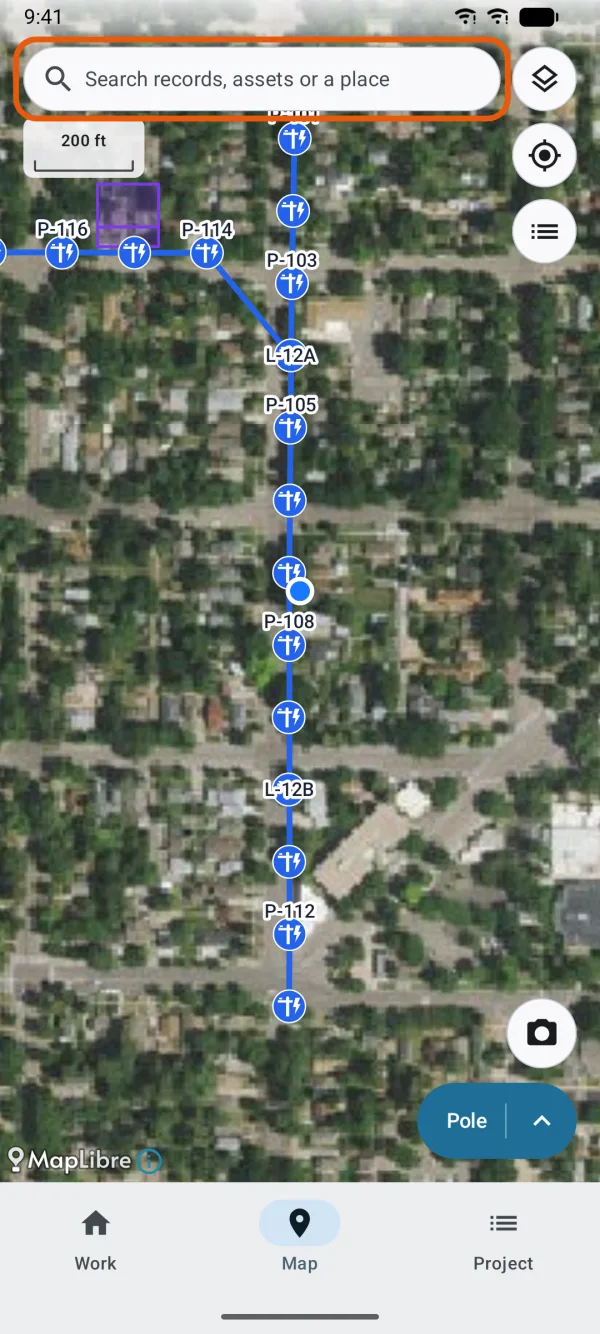 The search box at the top of the map.