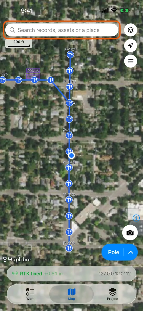 The search box at the top of the map.