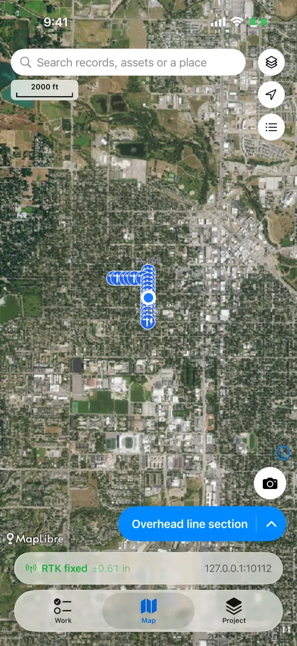 The map framed on the area to save.