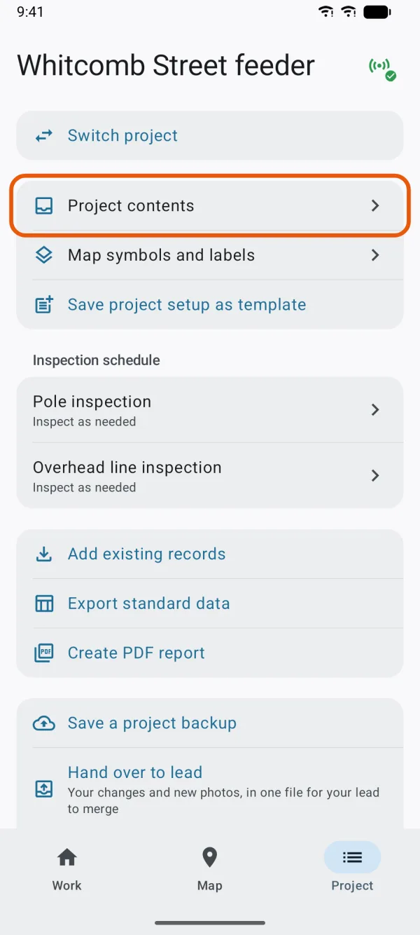 The Project tab.