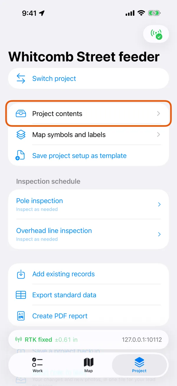 The Project tab.