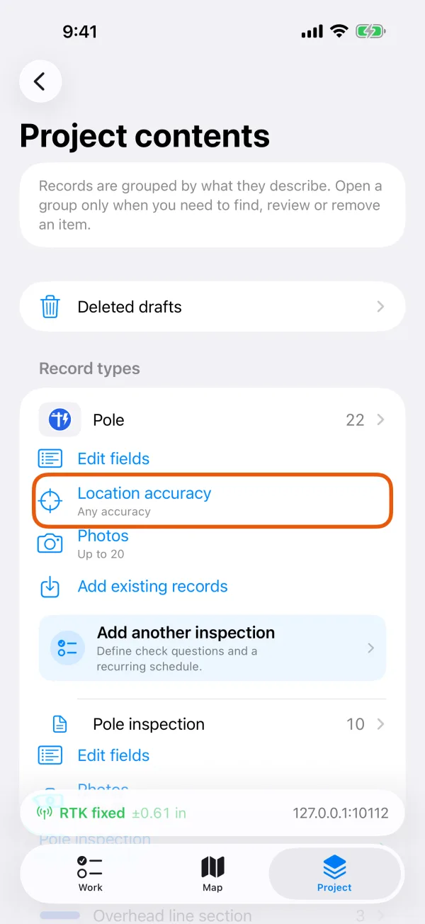 Record types, each with its Location accuracy row.