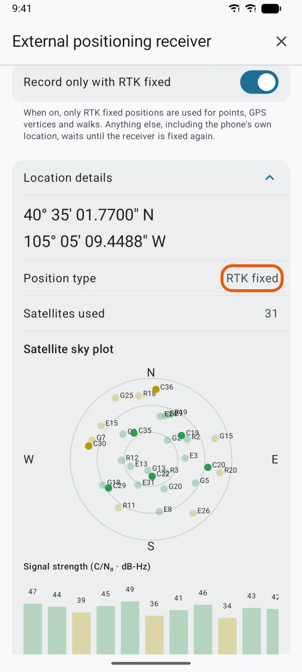Location details, with the position type.