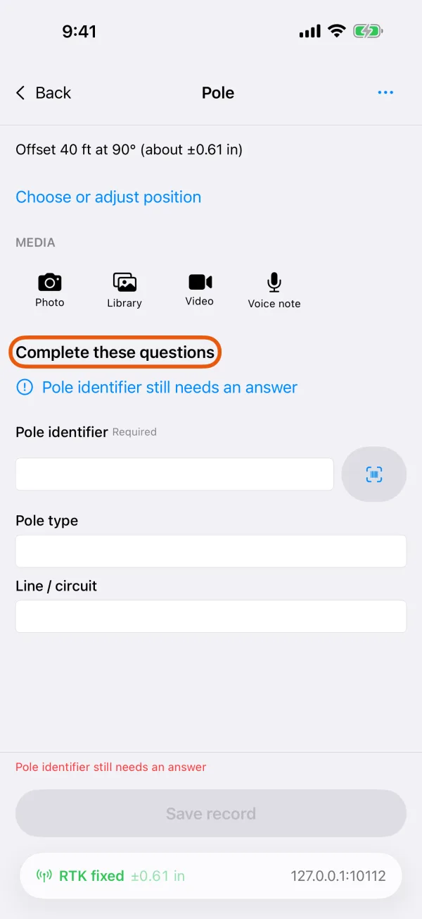 The answers still needed, listed above the form.