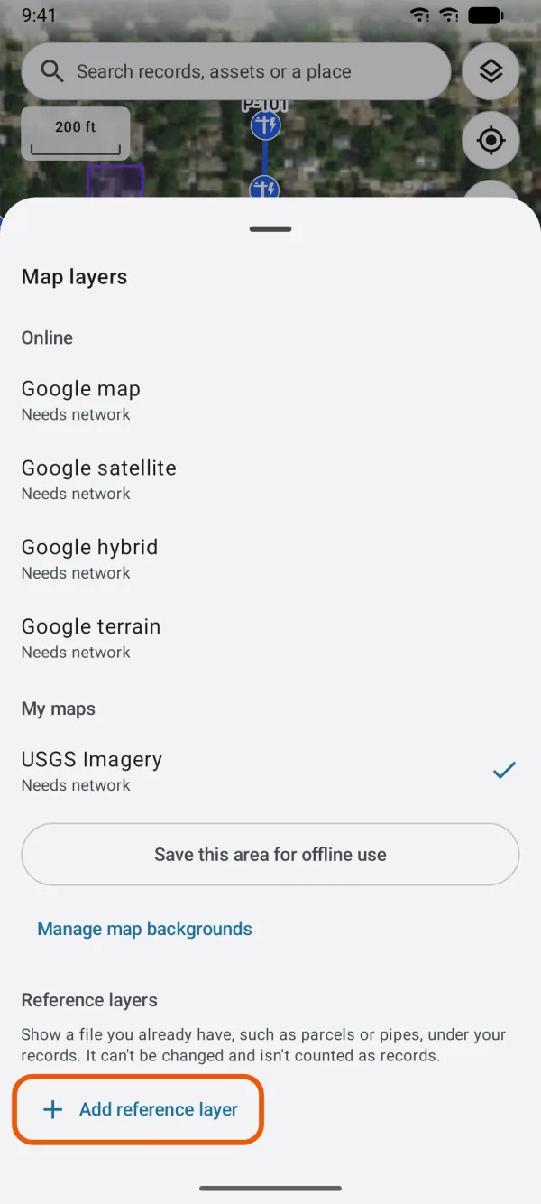 Map layers, with Add reference layer marked.