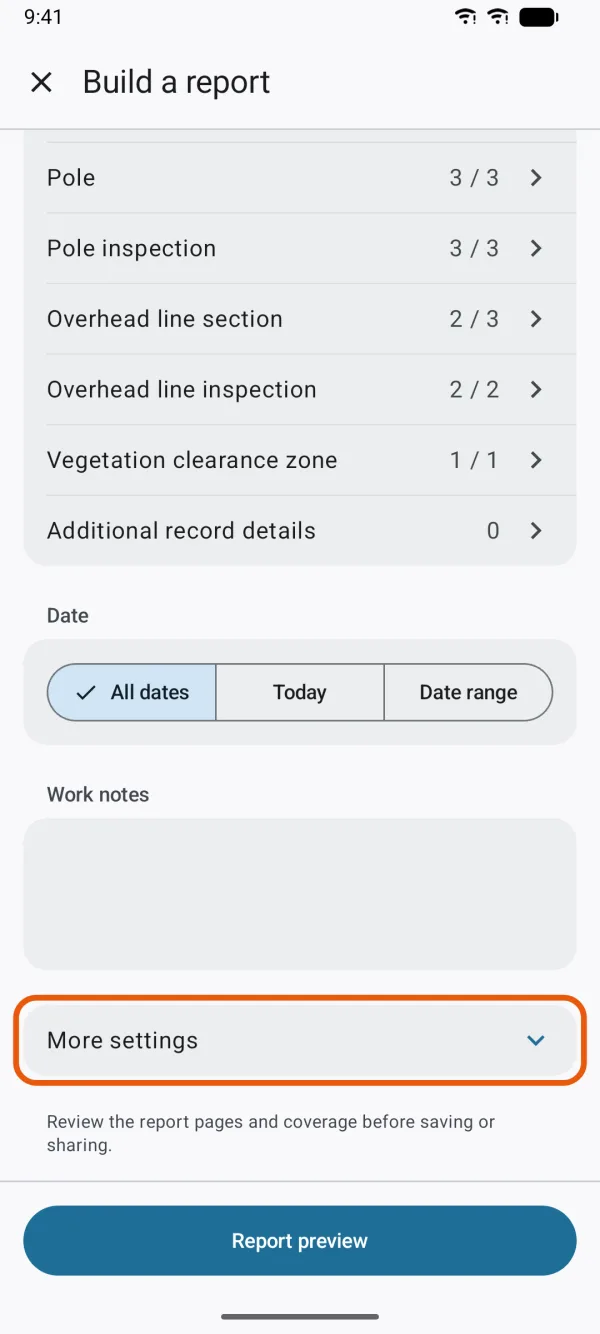 Paper size, limits, Include and Report appearance.