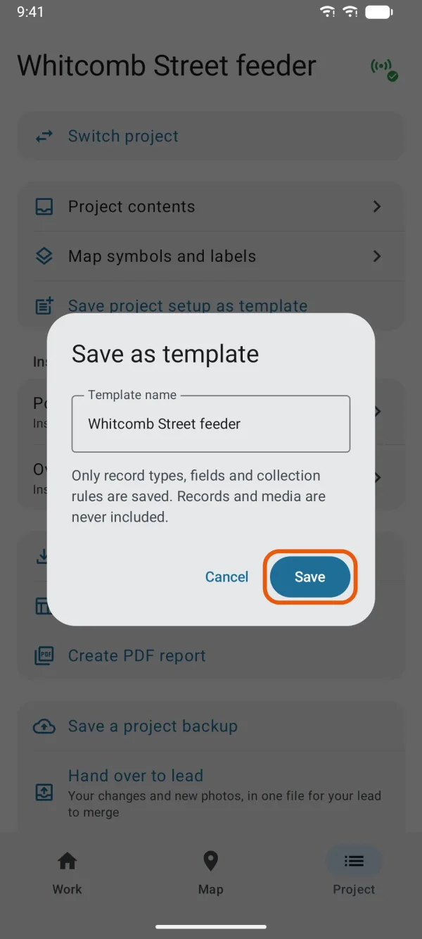 Naming the template.