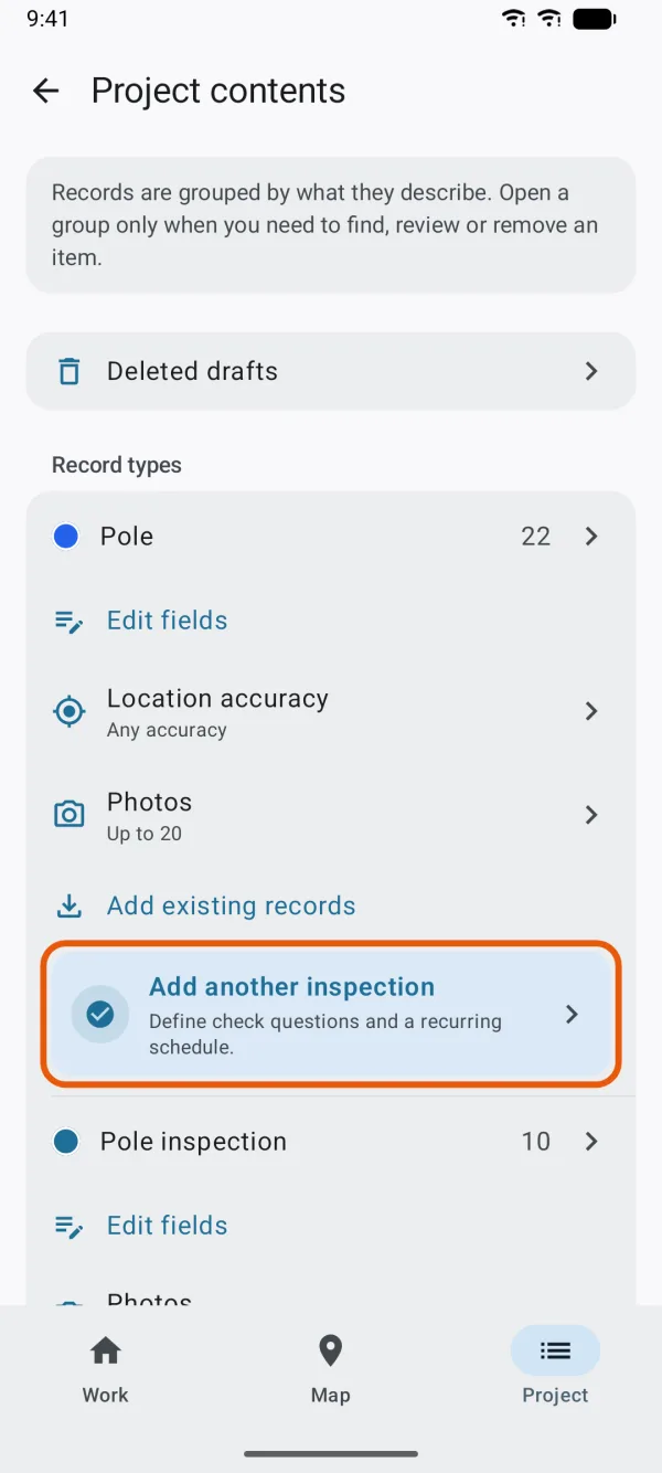 Set up inspection under an asset record type.
