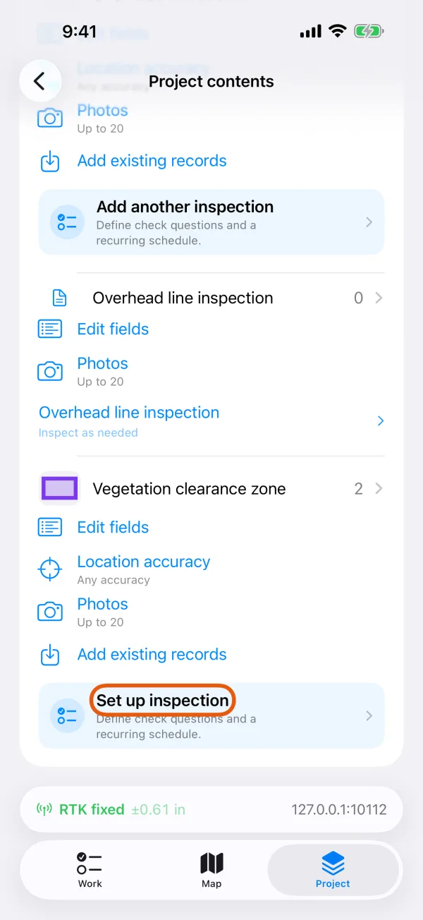 Set up inspection under an asset record type.