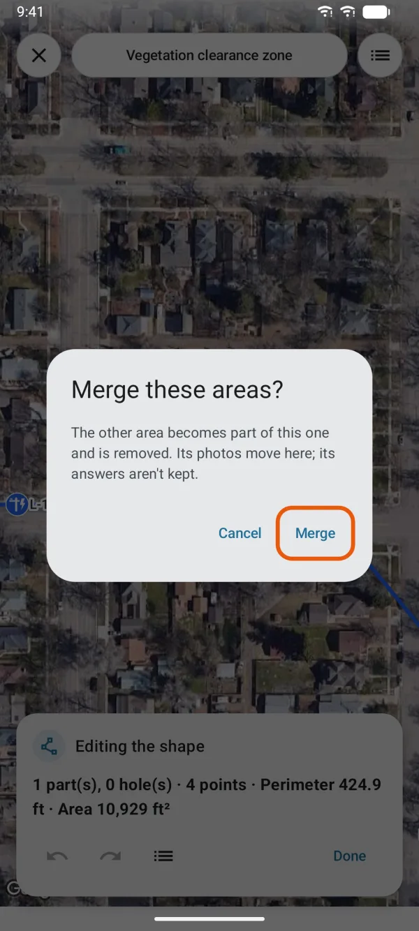 The question before two areas are merged.