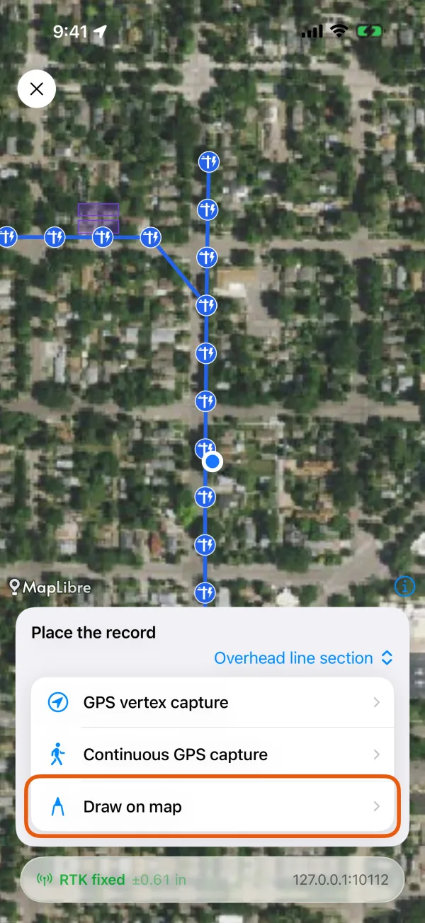 GPS vertex capture, Continuous GPS capture and Draw on map.