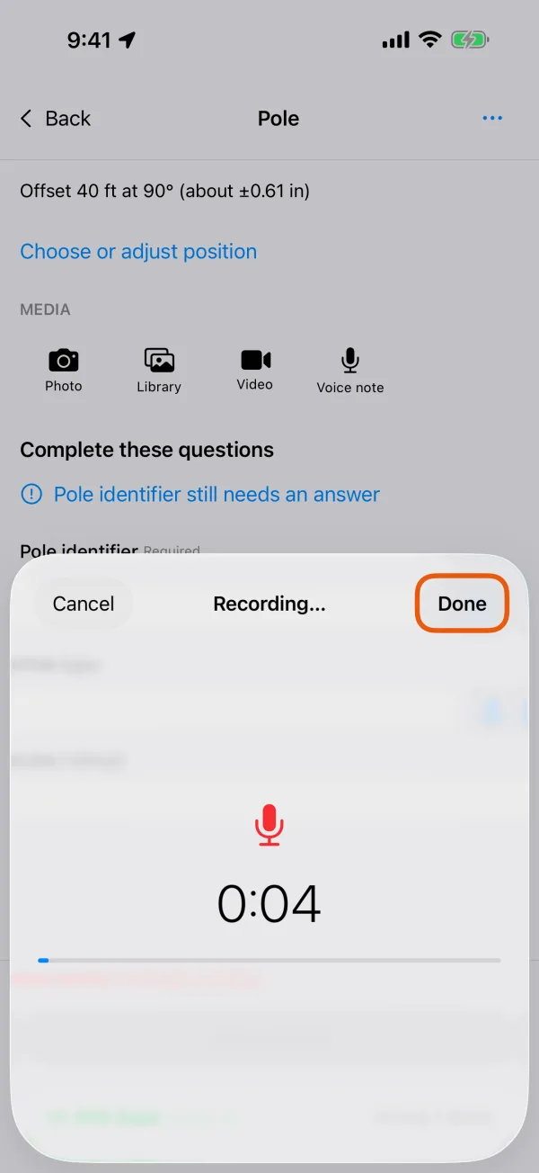 A voice note being recorded.